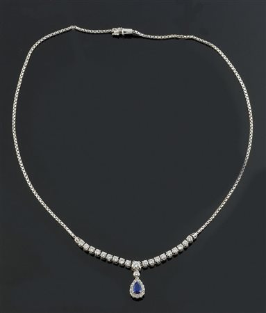 GIROCOLLO Girocollo in oro bianco al centro diamanti taglio brillante per...