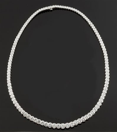 COLLANA Collana tennis in oro bianco con centoventitrè diamanti taglio...