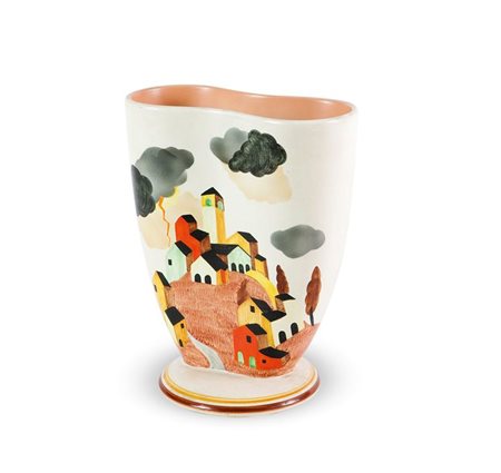 LENCI Gigi Chessa Temporale Vaso in ceramica policroma. Marcato sotto la base...
