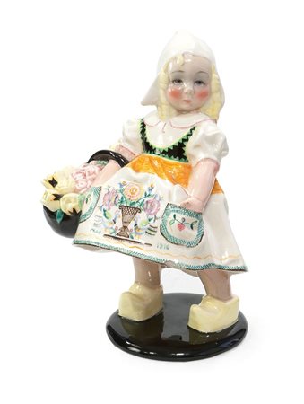 VACCHETTI SANDRO L'olandesina Statuetta in ceramica a colaggio decorata in...