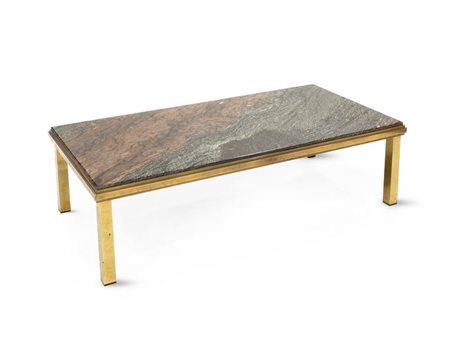 TAVOLINO Tavolino con struttura in ottone e piano in marmo. 1980 circa cm...