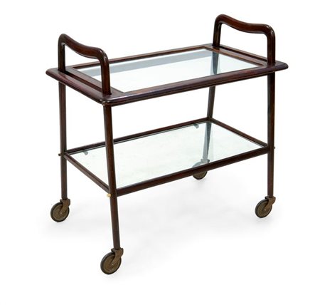 PARISI ICO Carrello in legno di noce e cristallo. Prod. De Baggis, 1956 cm...