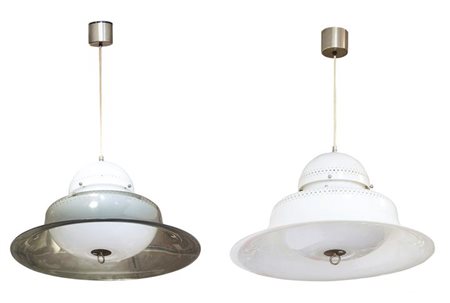 ASTI SERGIO KD14 Coppia di lampade a sospensione in metacrilato e ottone...