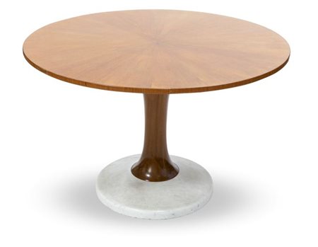 ULRICH GUGLIELMO, (NELLO STILE DI) Tavolo in legno di teak con basamento in...