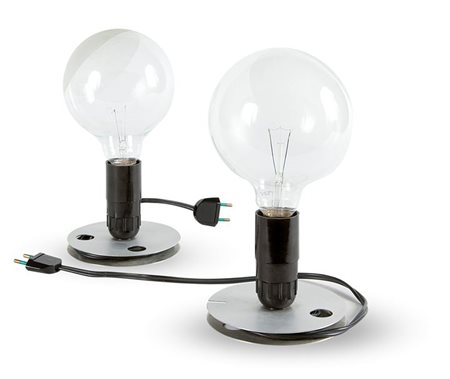 CASTIGLIONI ACHILLE Lampadina Coppia di lampade da tavolo. Oggetto ready made...