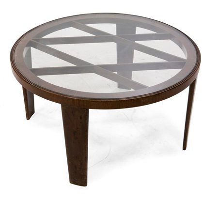 PONTI GIO, ISPIRATO A Tavolino impiallacciato in palissandro con piano in...