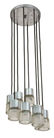 LAMPADARIO Lampadario a otto luci con diffusori ricavati da isolatori...