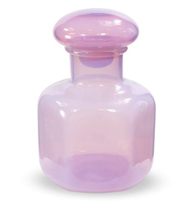 VASO Vaso con coperchio in vetro di Murano soffiato lievemente iridescente...