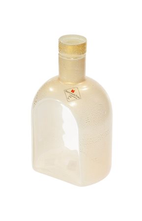 BAROVIER & TOSO Bottiglia in vetro cristallo parzialmente incamiciata lattimo...