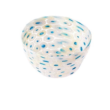 MANIFATTURA MURANESE Coppa a murrine lattimo e azzurro. h cm 13,5