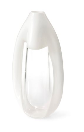 MANIFATTURA MURANESE Vaso lobato in vetro cristallo e lattimo. Firma incisa...