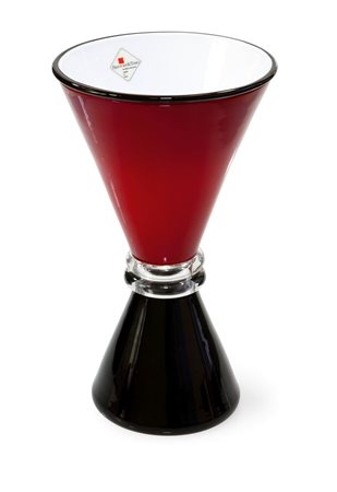 ZUCCHERI TONI Clessidra Vaso a coni sovrapposti in vetro incamiciato lattimo,...
