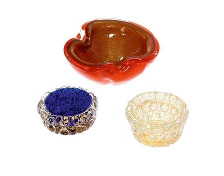 POSACENERI Lotto composto da tre posaceneri ed una coppa Ercole Barovier...