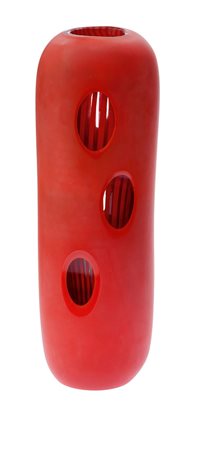 TOSO STEFANO Vaso a canne cristallo e rosso incamiciato in rosso satinato ed...