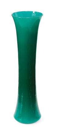 SALVIATI & C. Grande vaso incamiciato in vetro lattimo e acquamarina. Firma...