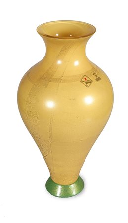 BAROVIER & TOSO Metamauco Vaso in vetro diafano giallo/oro con base applicata...