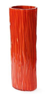 A.V. MAZZEGA Vaso in vetro incamiciato trasparente e rosso soffiato a stampo....