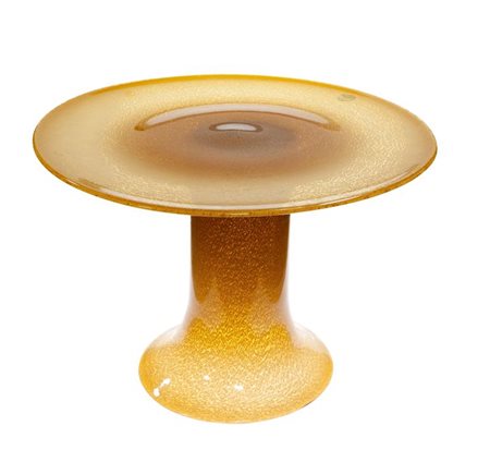 MANIFATTURA MURANESE Tavolino in vetro lattimo e pagliesco, incamiciato...