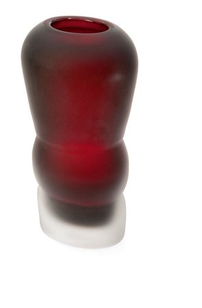 SEGUSO VETRI D'ARTE Vaso in vetro sommerso rosso e cristallo con superficie...