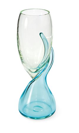 EOS Vaso in vetro trasparente e base applicata sommersa trasparente e ambra....