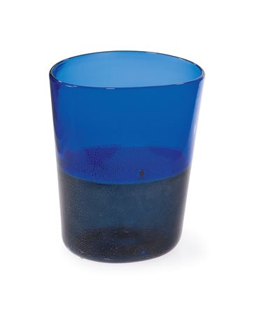 VENINI Vaso ad incalmo Vetro azzurro con foglio oro/ zaffiro Firma incisa...