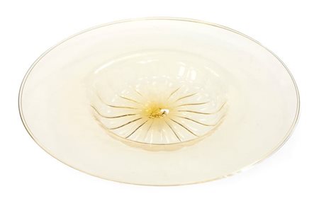 MVM CAPPELLIN & C. Grande piatto a fondo baccellato e larga tesa in vetro...