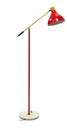 LAMPADA Lampada a braccio orientabile in metallo laccato e ottone zapponato....