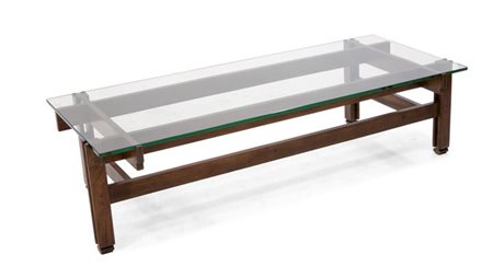 PARISI ICO Tavolino mod. 751 Legno di noce, piano in cristallo Prod. Cassina...