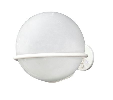 SARFATTI GINO Applique con diffuore in vetro opalino e montatura in metallo...