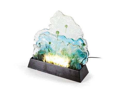 MAZZEGA (ATTR.) Lampada da tavolo composta da due lastre in vetro di Murano a...