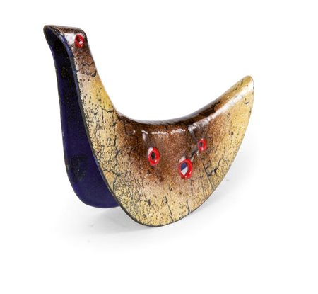 PONTI GIO, DE POLI PAOLO Uccello Smalto su rame Firmato Paolo de Poli Sono...