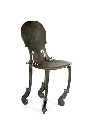 ARMAN "Chaise violoncelle" 85x40x50 scultura-sedia in bronzo, seduta in...