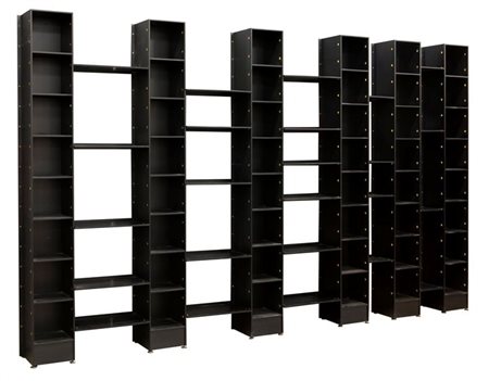 ZANUSO MARCO Libreria componibile in legno laccato nero, piani regolabili...