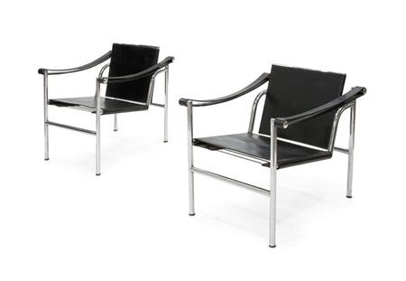 LE CORBUSIER, JANNERET PIERRE, PERRIAND CHARLOTTE LC1 Due poltroncine a...