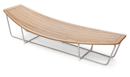 CHAISE LONGUE Chaise longue da esterno in legno di teak a doghe calafatate...