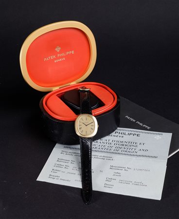 PATEK PHILIPPE - Ellipse automatico ref. 3589, in oro giallo 18k, con scatola e garanzia.