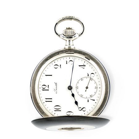 ZENITH - Orologio da tasca "Occhio di bue" d'argento con emblema marchionale in oro e firma de Sade con catena