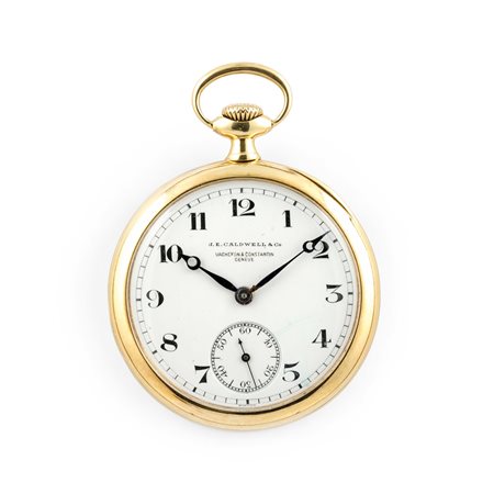 VACHERON & CONSTANTIN - Raro orologio da tasca con in oro 18k con firma del rivenditore americano "J. E. Caldwell & Co" su quadrante, cassa e meccanismo.