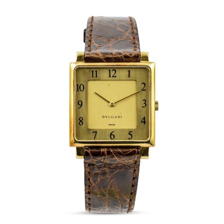 BULGARI - Orologio d'oro di forma carrè extrapiatto anni '70, carica manuale quadrante champagne