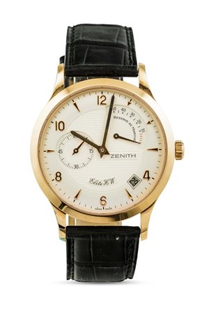 ZENITH - Elite HW oro rosa 18k con riserva di carica, datario e secondi al nove. Accompagnato da scatola originale e garanzia NOS