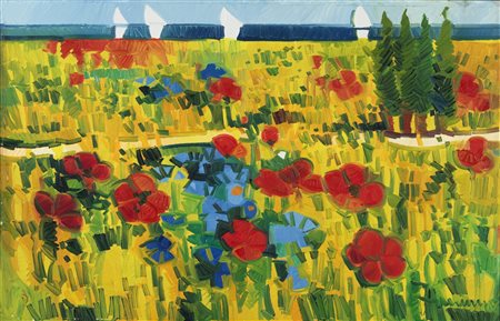 FACCINCANI ATHOS (n. 1951) - Tra papaveri e fiordalisi.