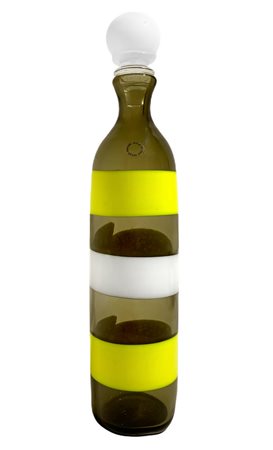 Venini, disegno di Fulvio Bianconi, bottiglia. anno 1983/1987. Colore talpa a...