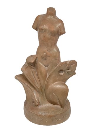 Nino Spagnoli, scultura in terracotta “Giudizio: Colpevole”. raffigurante...