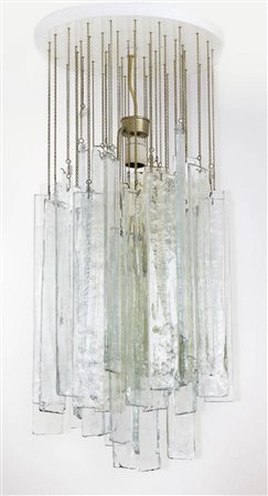 Mazzega, anni '60. Lampadario in vetro e catena ottone .