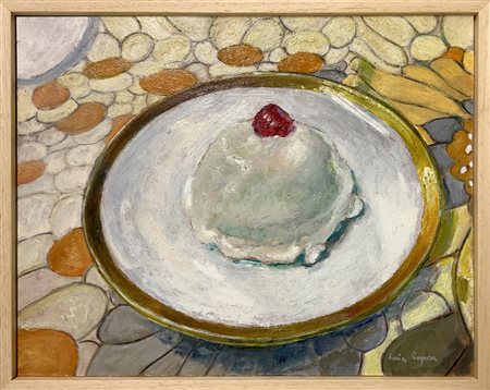 Dipinto ad olio su tavoletta raffigurante cassatella catanese "Minne di...