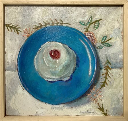 Dipinto ad olio su tavoletta raffigurante cassatella catanese "Minne di...