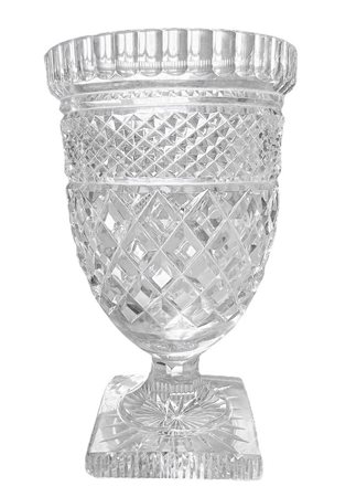 Produzione Boema, vaso cratere in vetro molato. Anni ’70, H cm 22, diametro...