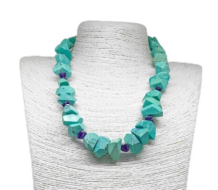 Collana in TURCHESE ad elementi geometrici inframezzati da ametista...