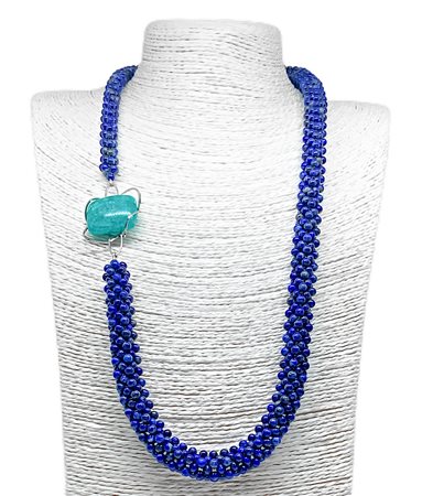 Collana intrecciata. di LAPIS LAZULI a struttura interna in Acciaio, con...