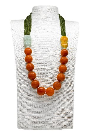 Collana sei fili. AVVENTURINA (verde) sfera liscia , diametro mm 3, due...